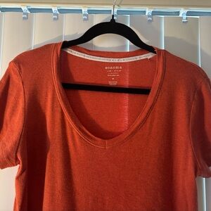 Sonoma Life+Style Everyday Tee Short Sleeve V-neck Orange Size M